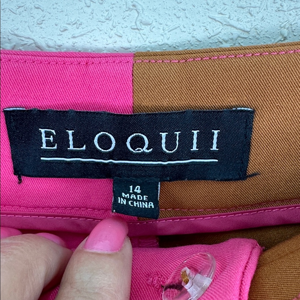 Eloquii Pink and Brown Straight-Leg Colorblock Pants size 14 - Picture 6 of 9